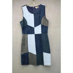 Skies are Blue Sheath Dress-Faux Suede-Size Small-Color Block
